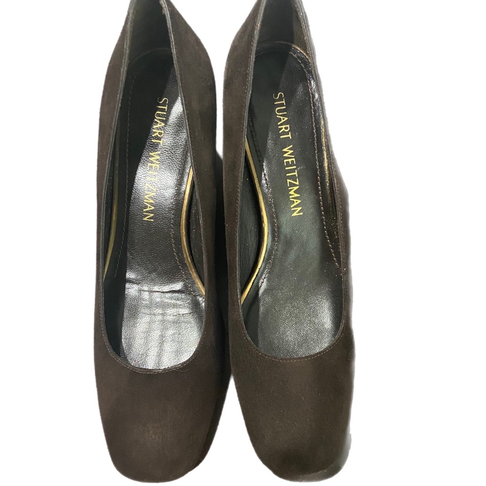 VINTAGE STUART WEITZMAN BROWN SUEDE BLOCK HEELS